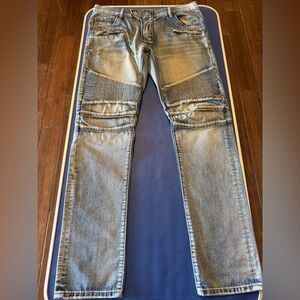 Balmain Men's Blue Denim Biker Jeans